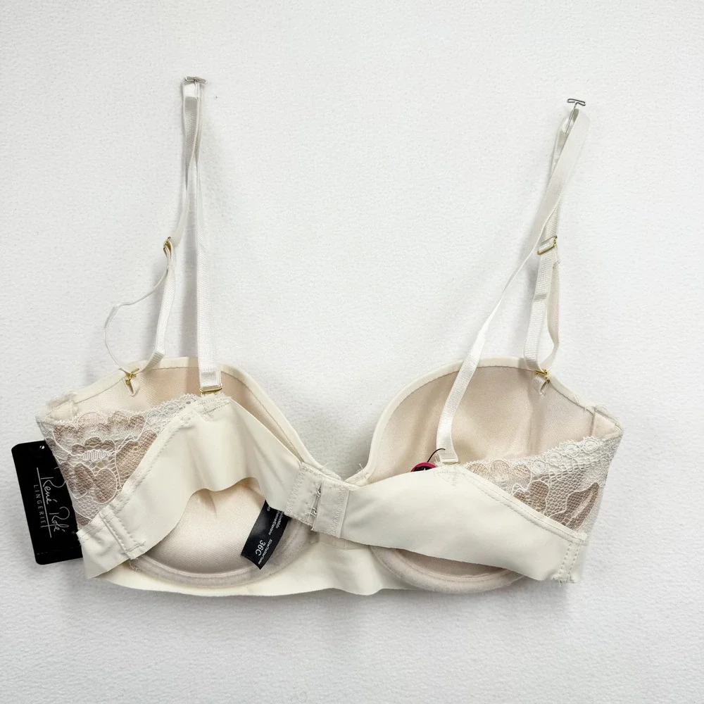 Rene Rofe Lingerie Cream Lace Trim Underwire‎ T-Shirt Bra 36C NWT
